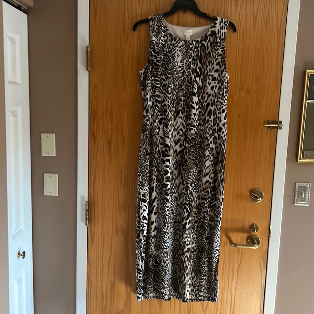 Chicos Leopard Dress Size 3 Brown/Beige